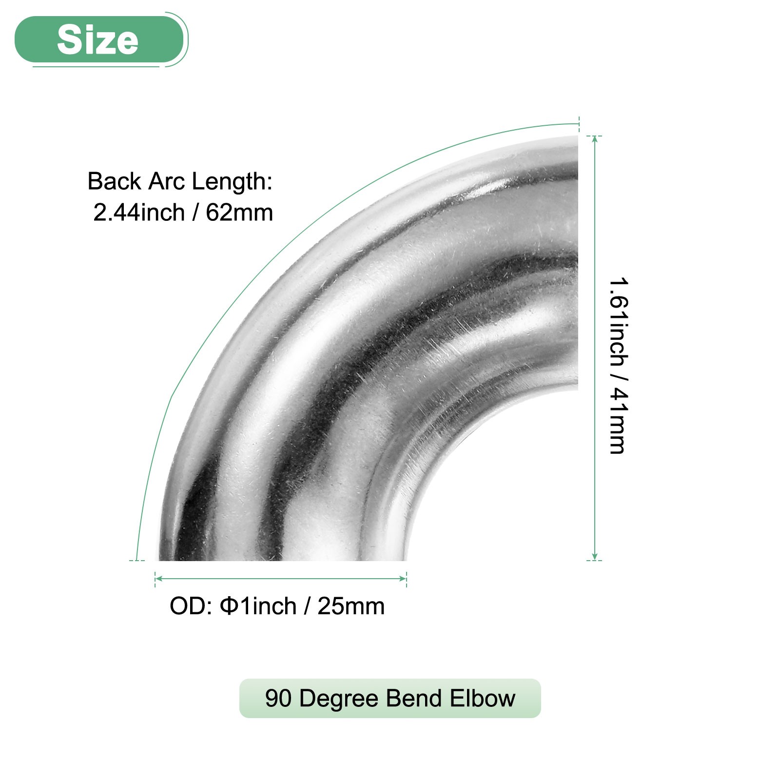 2-Pack OD 1 Inch 90 Degree Mandrel Bend Elbow, Thicken 1.5 mm Height 41 mm