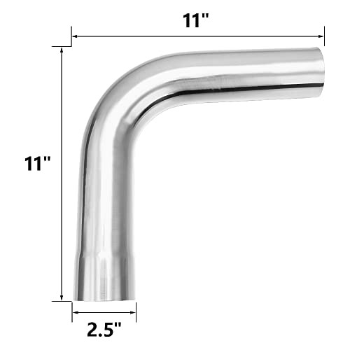 Exhaust Tube OD, 304 Stainless Steel Exhaust Pipe Mandrel Bend, 2.5″ 90 Degree