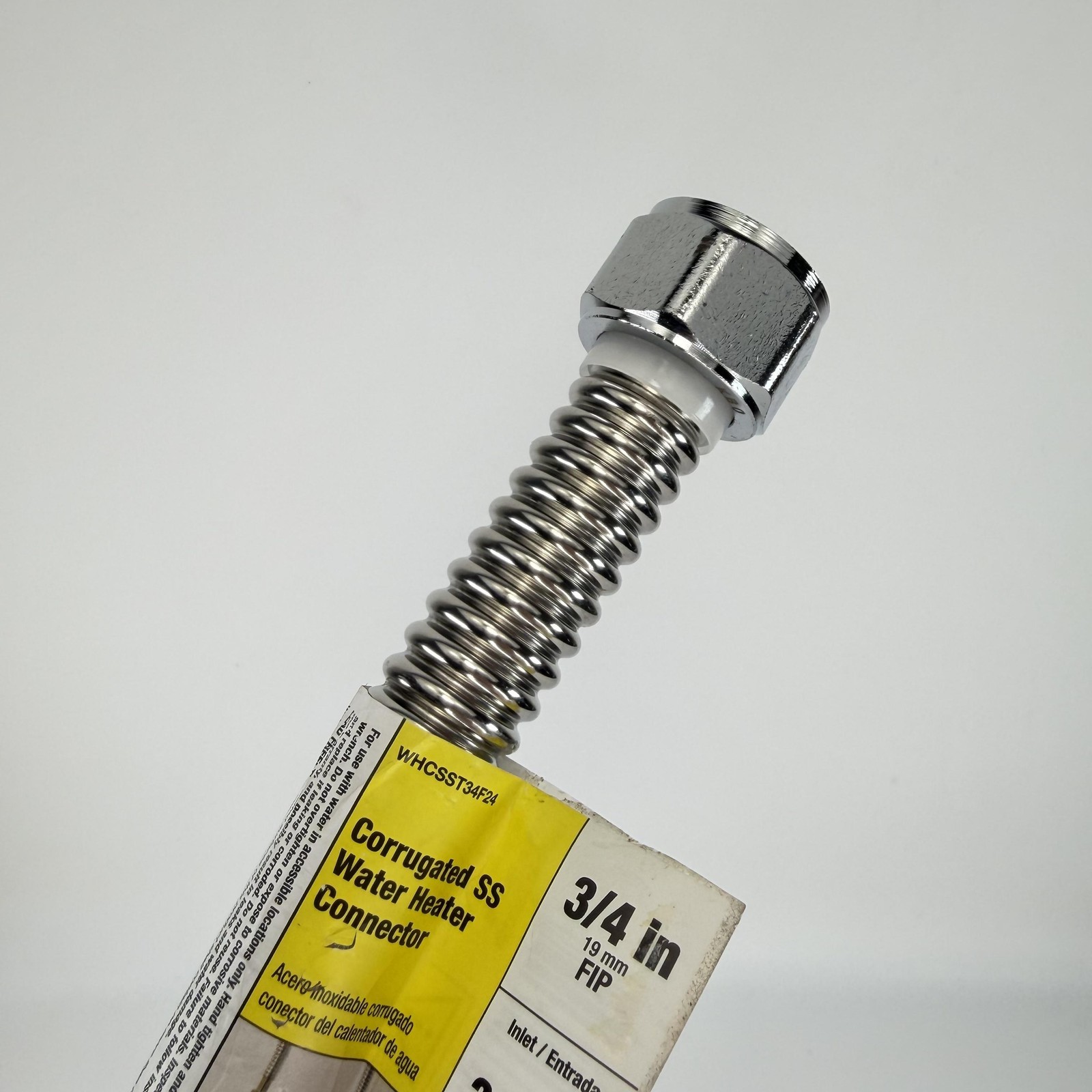 Corrugated SS Water Heater Connector 3/4 In FIP 24 In Stainless Flex Supply Line