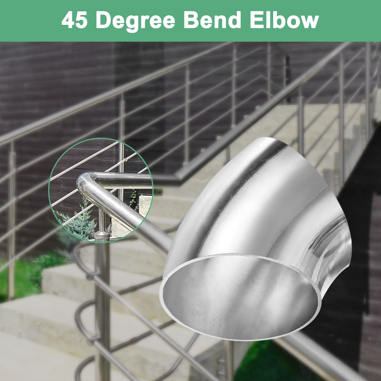 2-Pack OD 2 Inch 45 Degree Mandrel Bend Elbow, Thicken 1.5 mm Height 61 mm