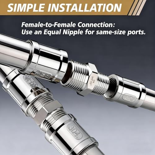3/8″ Male to 3/8″ Male NPT Hex Nipple Pipe Fittings, 2 3/8″ Male x 3/8″ Male