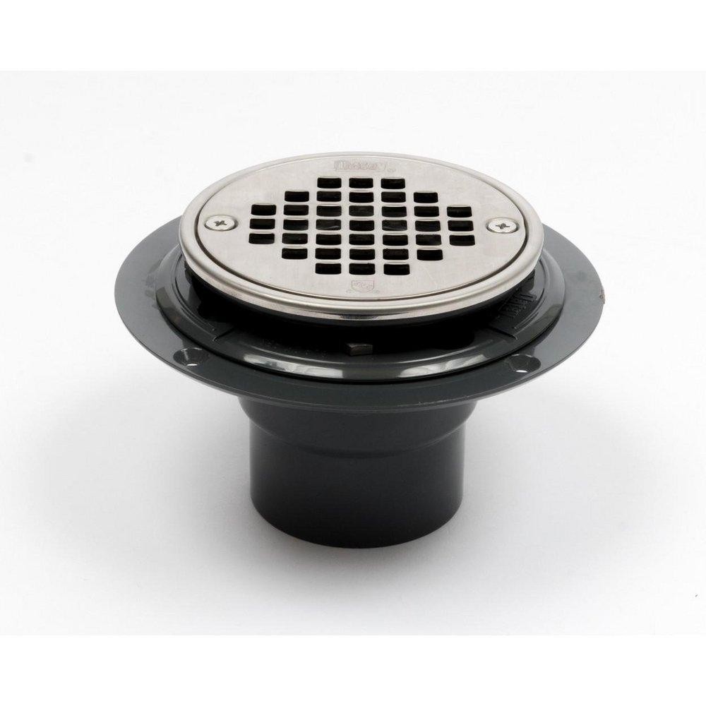 Oatey 42263 2″ PVC Round Low Profile Drain SS Strainer & Ring