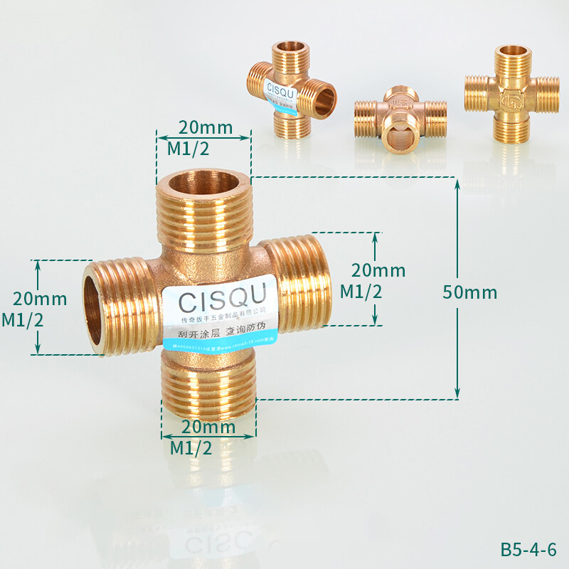 Brass Cross Equal Male/Female Thread 4-Way Connector Pipe Fitting 1/4″ 3/4″ BSP