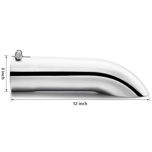 Inlet Turn Down Exhaust Tip Inside Diameter Inlet, 12’’ Length 3 Inch Silver