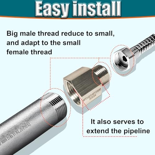1/4 Inch Male to 1/2 Inch Female Reducer Adapter, 304 1/2 female X 1/4 male