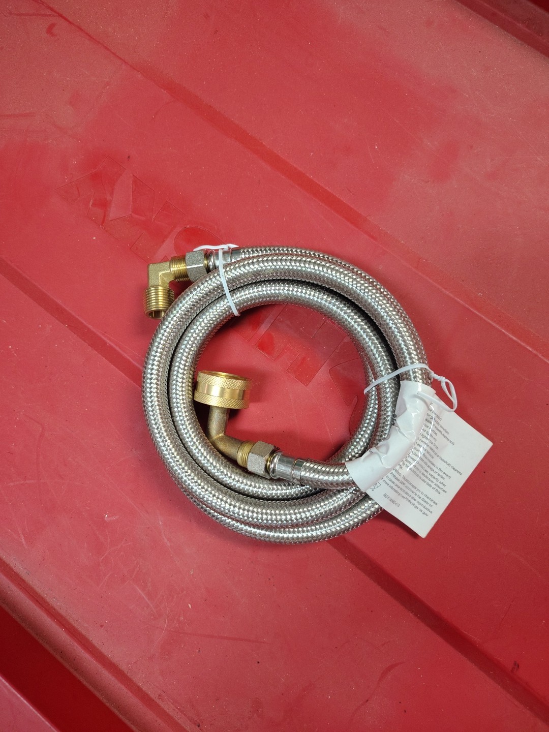 72″ SS Dishwasher Water Supply Line Connector 3/8″ Comp X 3/8″ (#546983)