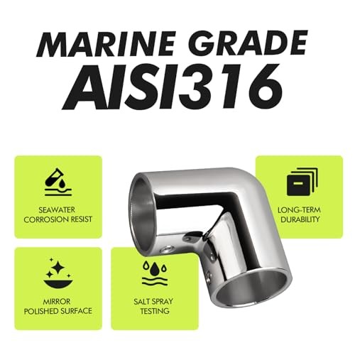316 Stainless Steel Fittings for Boat Railings – 1-Inch – 2-Way 90° Elbow