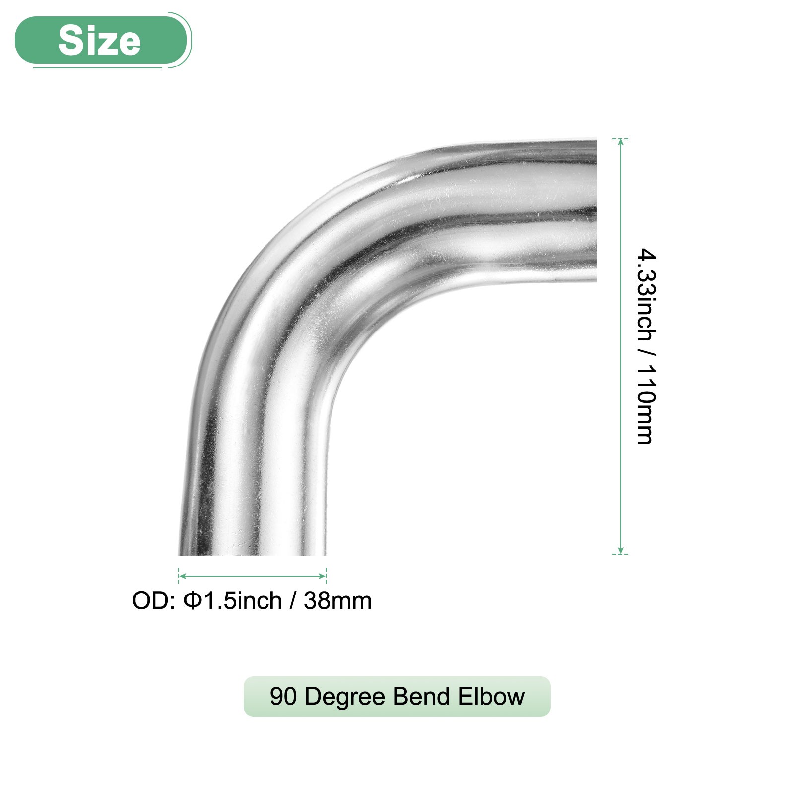 OD 1.5 Inch 90 Degree Mandrel Bend Elbow, Thicken 1.5 mm Height 110 mm