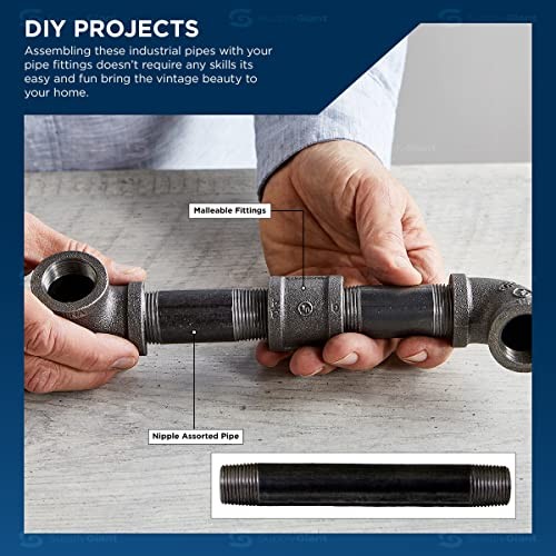 3/x 12 Inch Black Steel Pipe (-Pack), Heavy Duty Industrial 3/4″ x 12″ 4