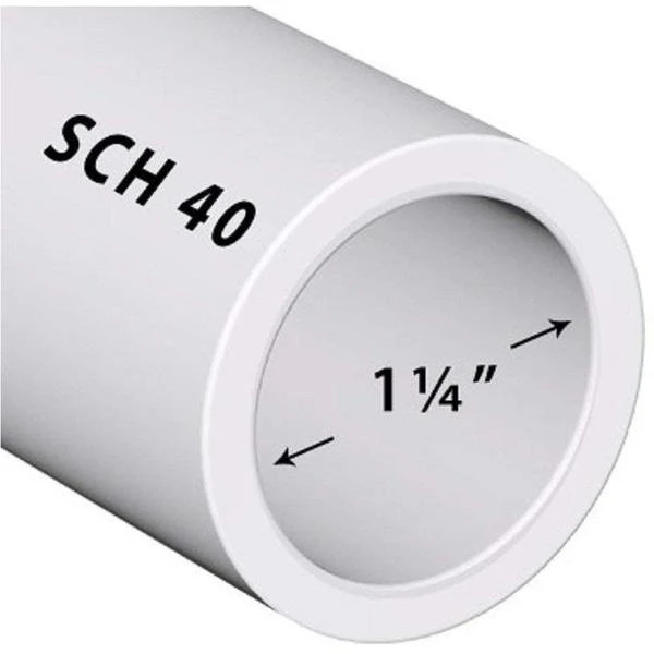 VENTRAL Schedule 40 PVC Pipe 1 1/4 Inch (1.66 OD), White, Cut Lengths for