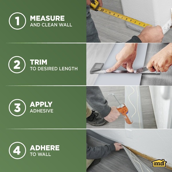 Zoro Select 820N65 Wall Base Molding, 120 Ft L, Black, 820N65