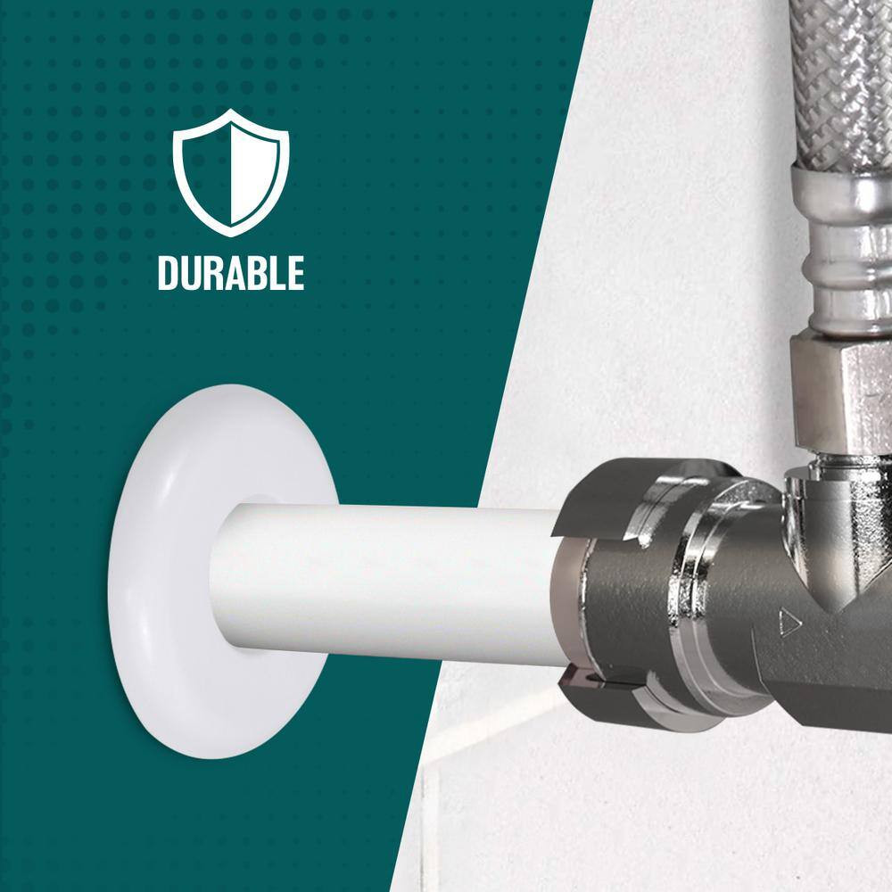 1-1/8 In. Floor and Ceiling Plate Cover Split Flange, PVC Escutcheon Plate, Univ