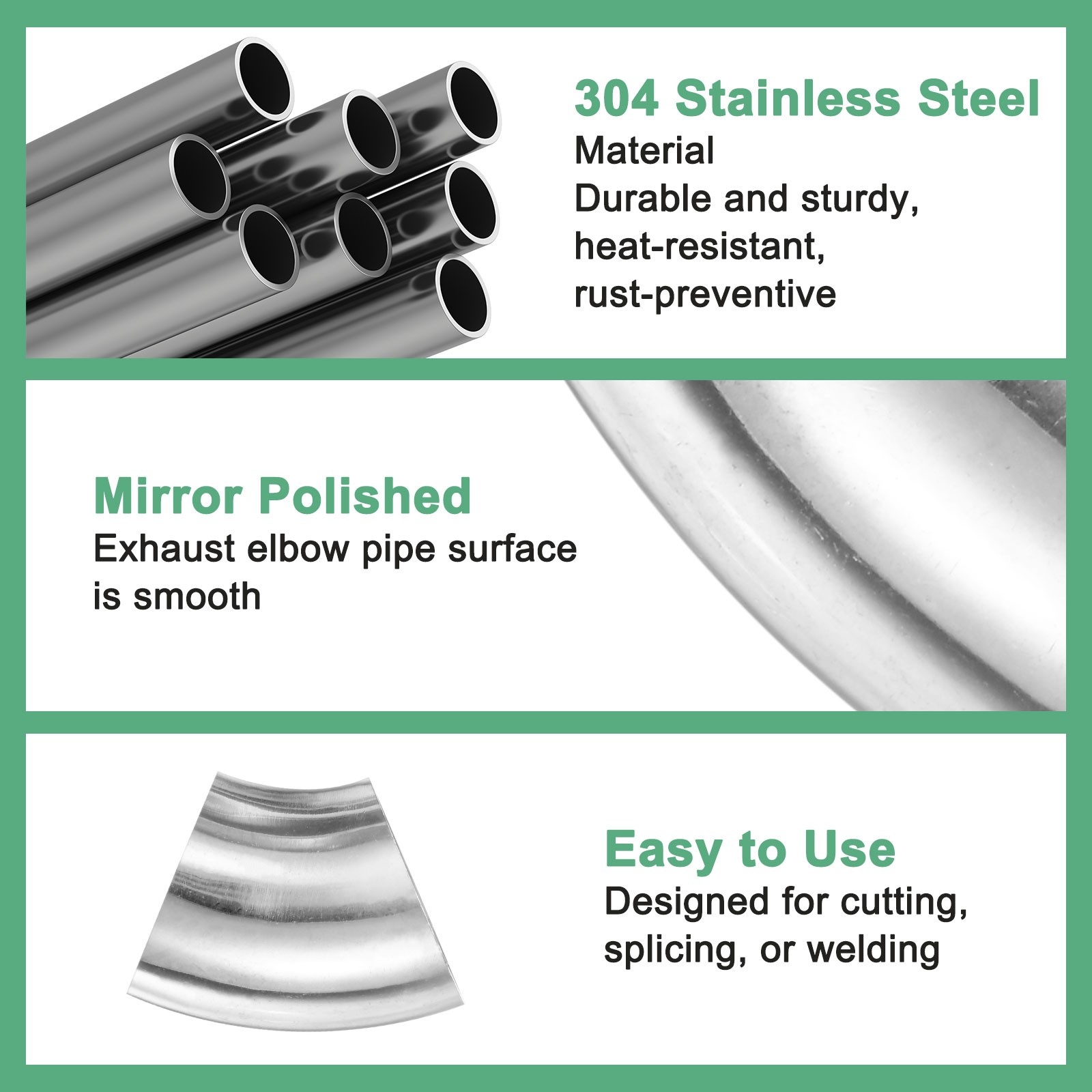 2-Pack OD 1.8 Inch 45 Degree Mandrel Bend Elbow, Thicken 1.5 mm Height 55 mm