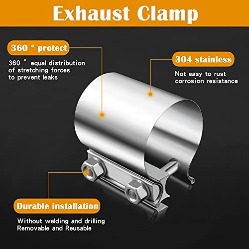 1.75″ Butt Joint Band Exhaust Seal Clamp Sleeve,45mm Stainless Steel 1.75 inch