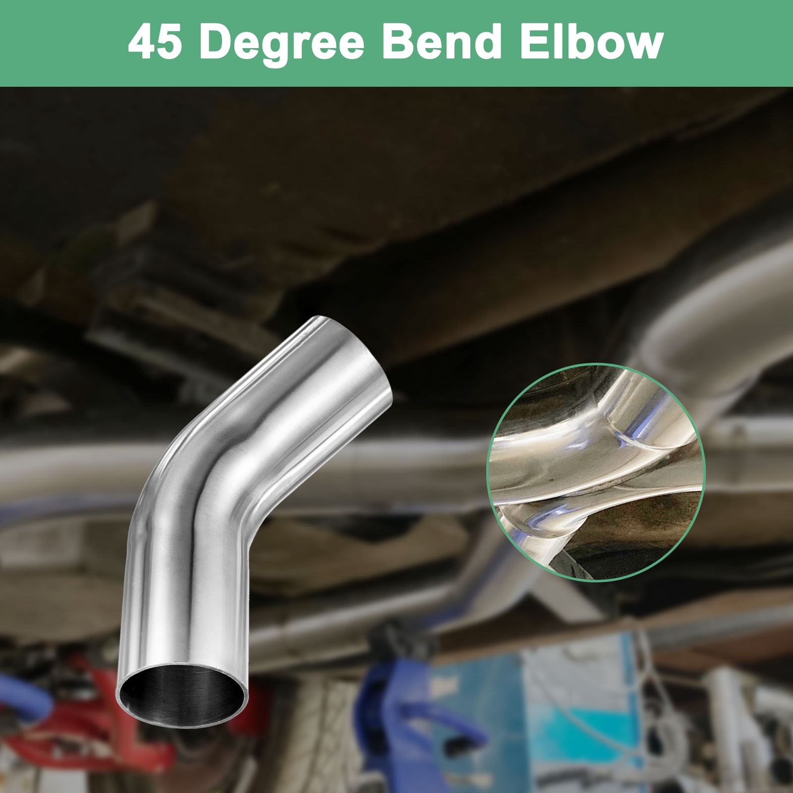 2-Pack OD 1.5 Inch 45 Degree Mandrel Bend Elbow, Thicken 1.5 mm Height 140 mm