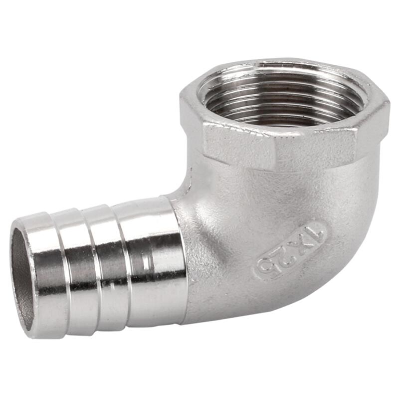 Stainless Steel Female Fitting x Barb Hose Tail End Elbow Connector 1/4″ – 11/2″