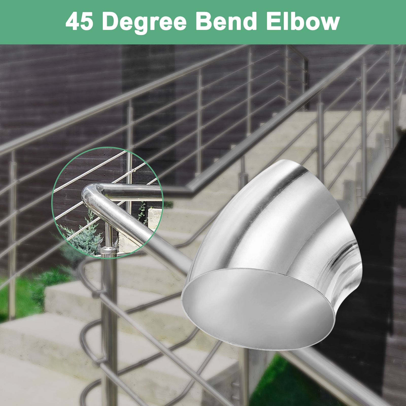 2-Pack OD 3 Inch 45 Degree Mandrel Bend Elbow, Thicken 1.5 mm Height 85 mm
