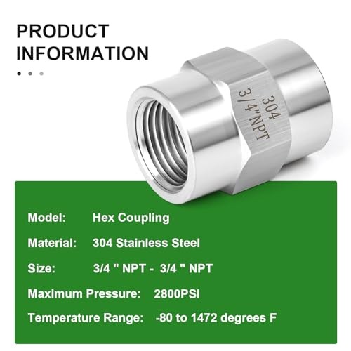 2PCS Forging of 304 Stainless Steel Pipe Fitting, Coupling, 2PCS 3/4″ Style 2