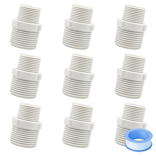 9PCS 1″ to 3/4″ PVC Pipe Fitting Hex Nipple G1 Male X G3/4 Male G1xG3/4