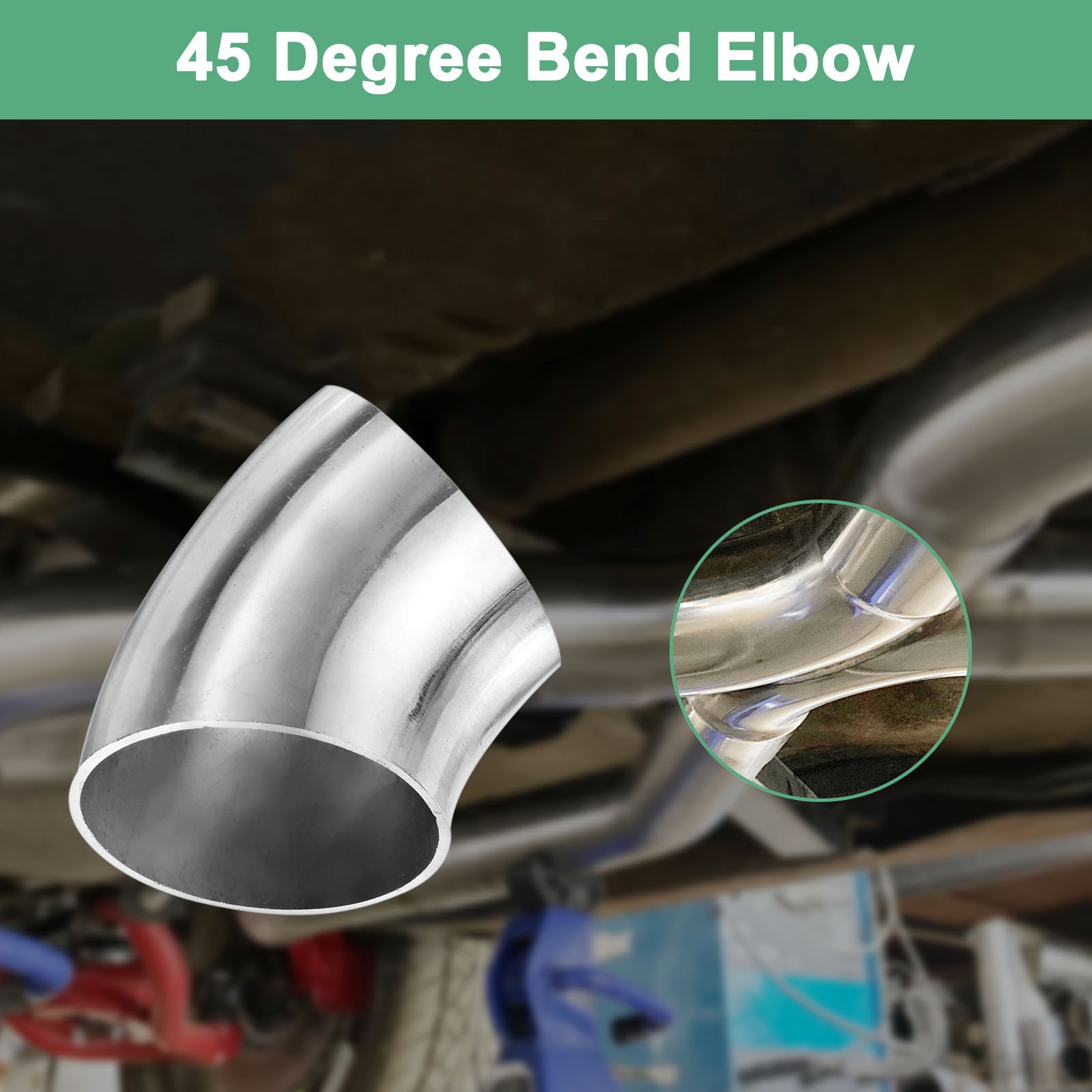 2-Pack OD 1.8 Inch 45 Degree Mandrel Bend Elbow, Thicken 1.5 mm Height 55 mm