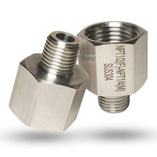 1/2″ Female to 1/4″ Male NPT Reducer Adapter, 304 Stainless 1/4″MNPT-1/2″FNPT