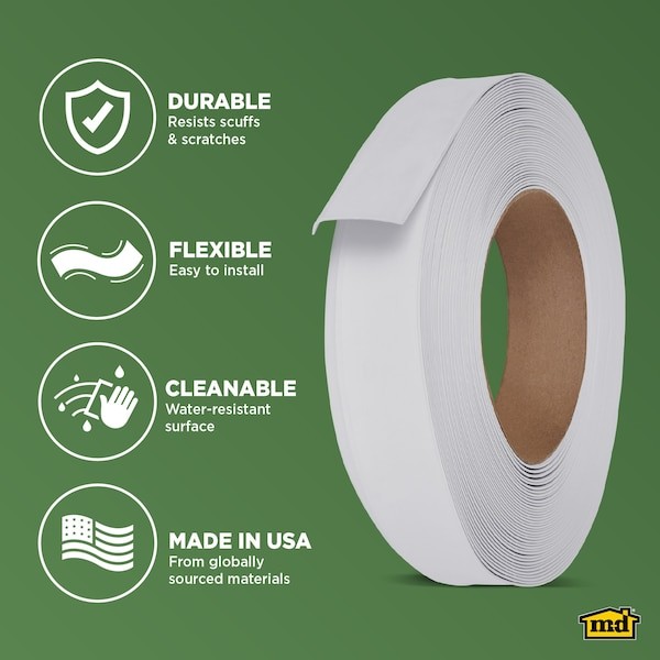 Wall Base Molding, 120 Ft L, White, 820N79