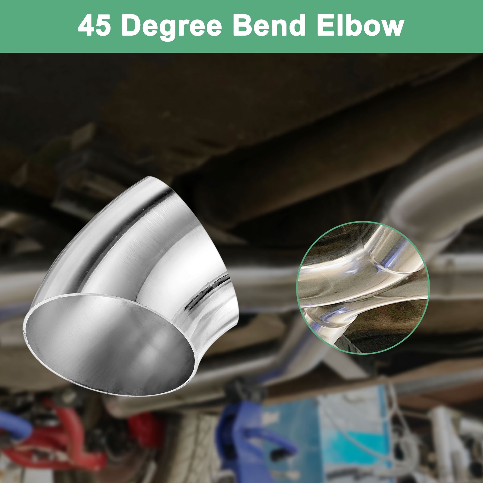 OD 2.5 Inch 45 Degree Mandrel Bend Elbow, Thicken 1.5 mm Height 66 mm