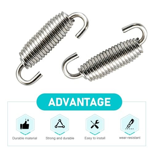 2 PCS Motorcycle Exhaust Springs, Stainless Steel Exhaust Pipe Spring Silver