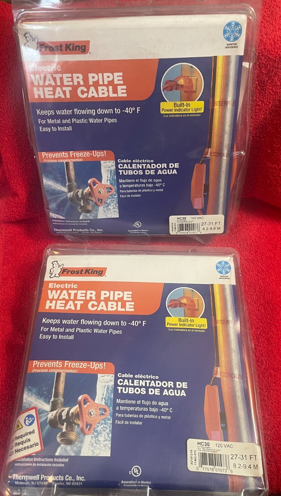 NEW Frost King electric water pipe heat cable 27-31 FT HC 30 120 VAC