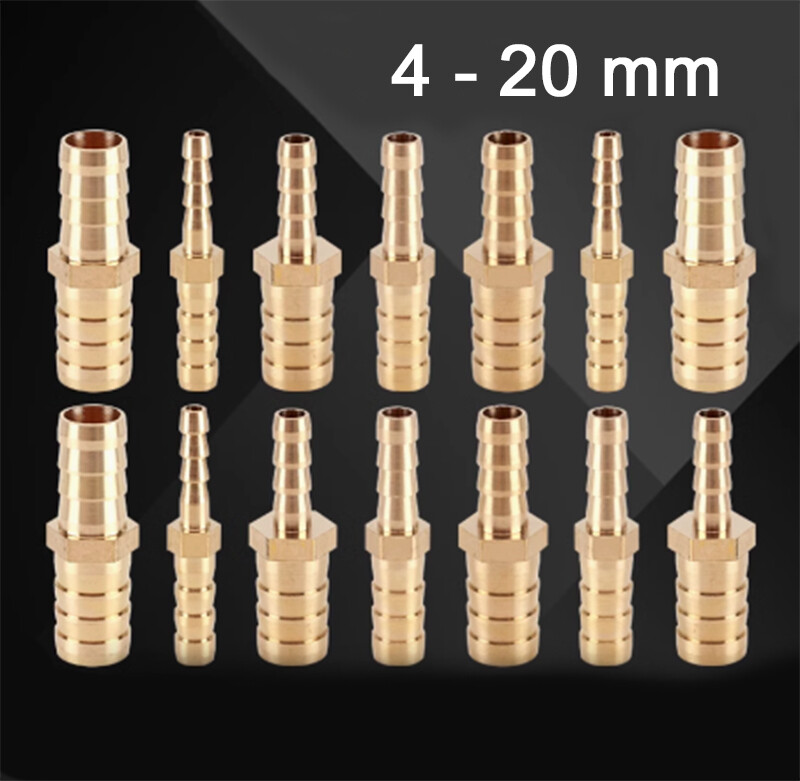 4-20mm Hose Tail Joiner Tubing Connector Brass Pipe Fitting For Air, Water, Fuel