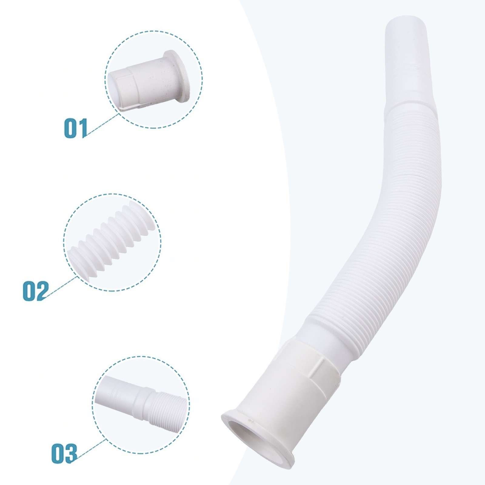 Flexible & Expandable Drain Pipe Tube Plastic Tube Sink Basin Drain Wash Parts