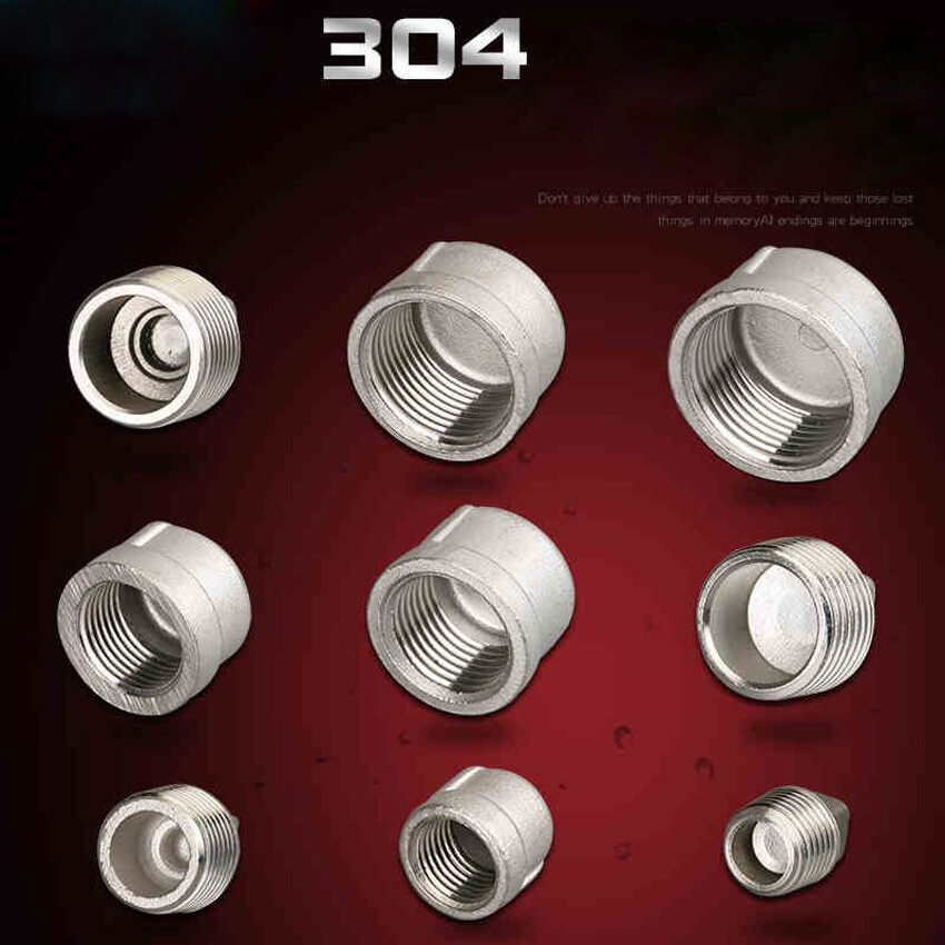 304 Stainless Steel Blanking Caps Stop End Lock Cap BSPT 1/8″-2″ Pipe Plugs