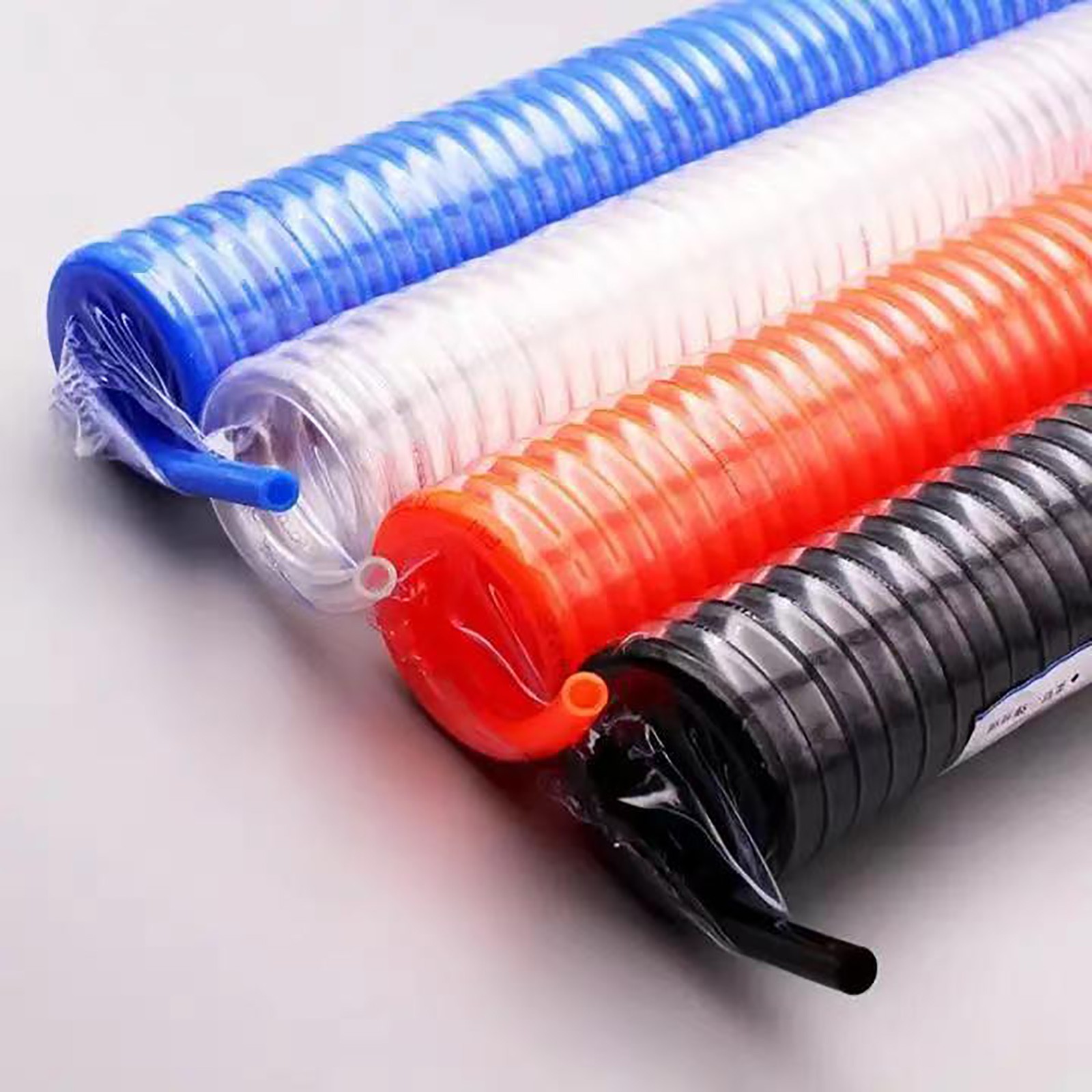 Coiled Air Hose Line 4 – 8mm Bore Quick Release Fittings Couplings Length 3-15m