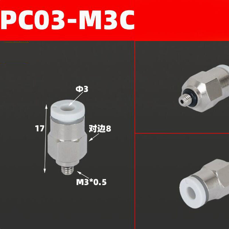 Pneumatic Push In Thread Fitting Air Tube Connector Straight Elbow Adapter White
