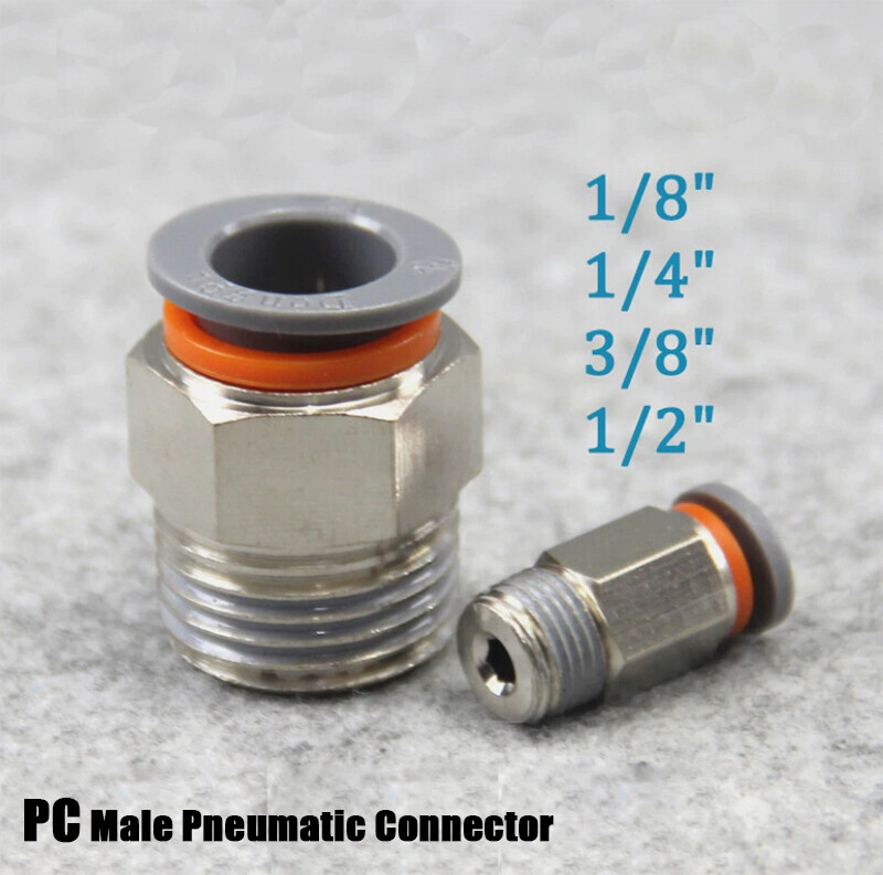 Air Hose Male Push In Straight Fitting PC Pneumatic Connector1/8″ 1/4″ 3/8″ 1/2″