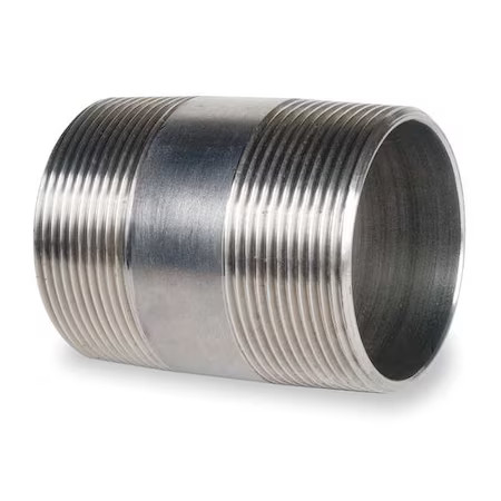 Zoro Select T6bnj04 2-1/2″ Mnpt X 4″ Tbe Stainless Steel Pipe Nipple Sch 40,