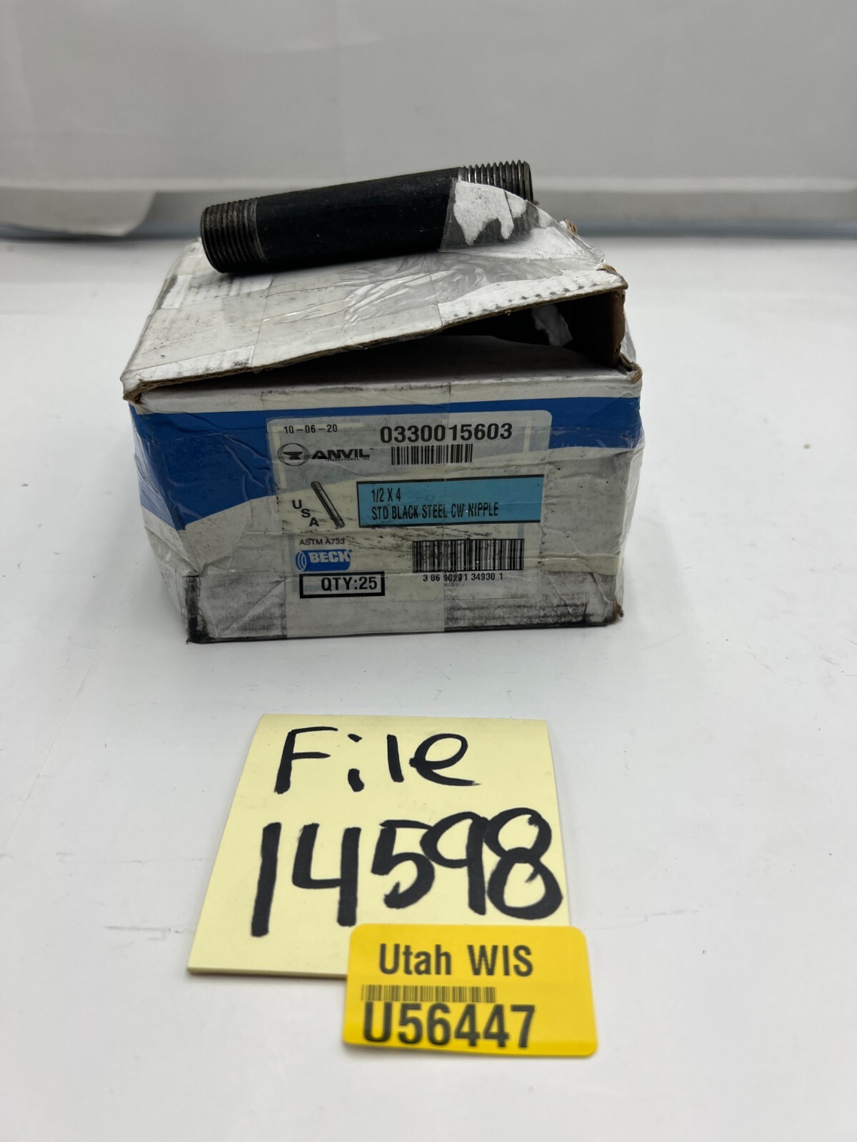 (QTY 25) Beck 0330015603 1/2″ X 4″ Black Pipe Nipple Sch 40 *FAST SHIPPING*