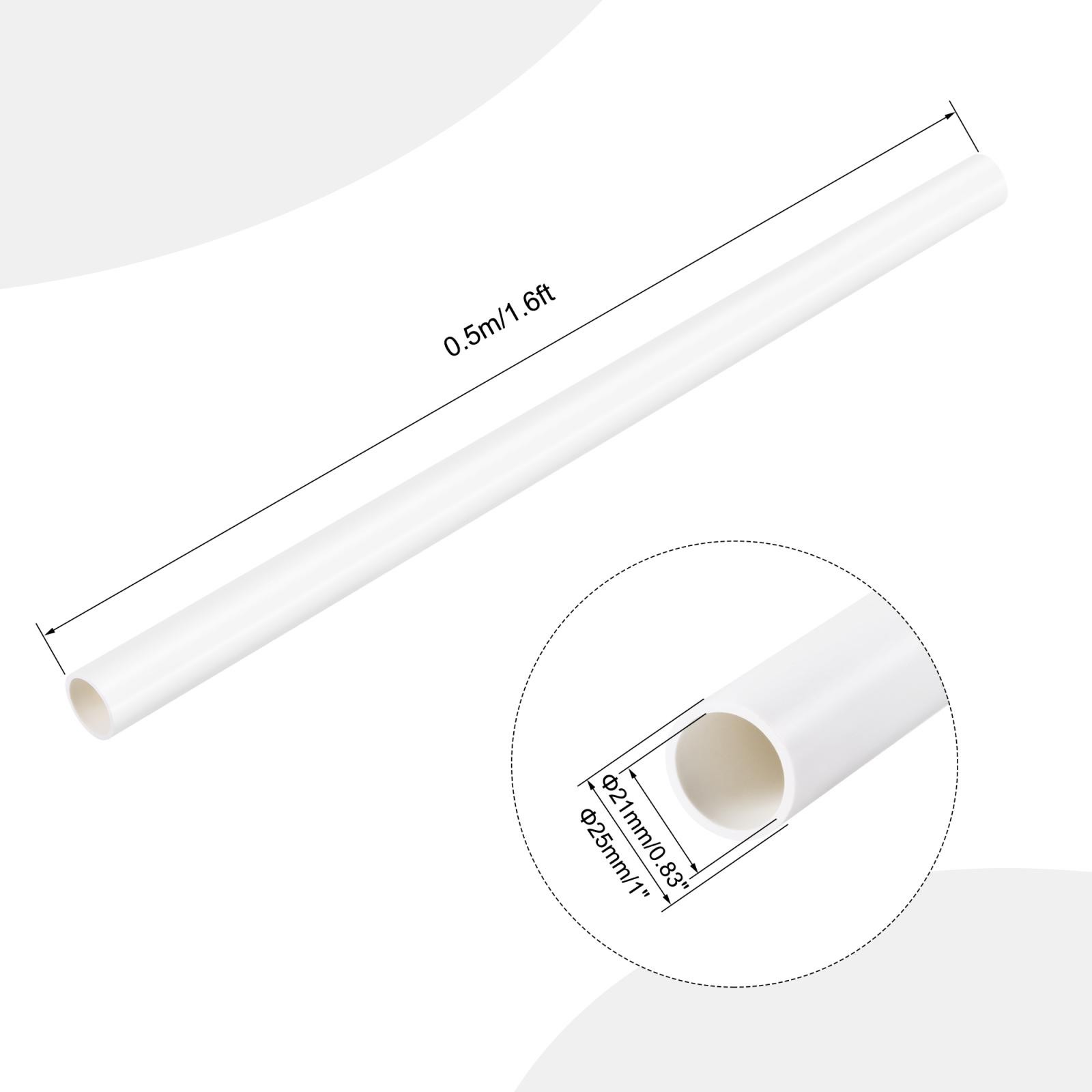 PVC Pipe 21mm ID x 25mm OD 0.5m Rigid Water Pipe Drain Pipe White