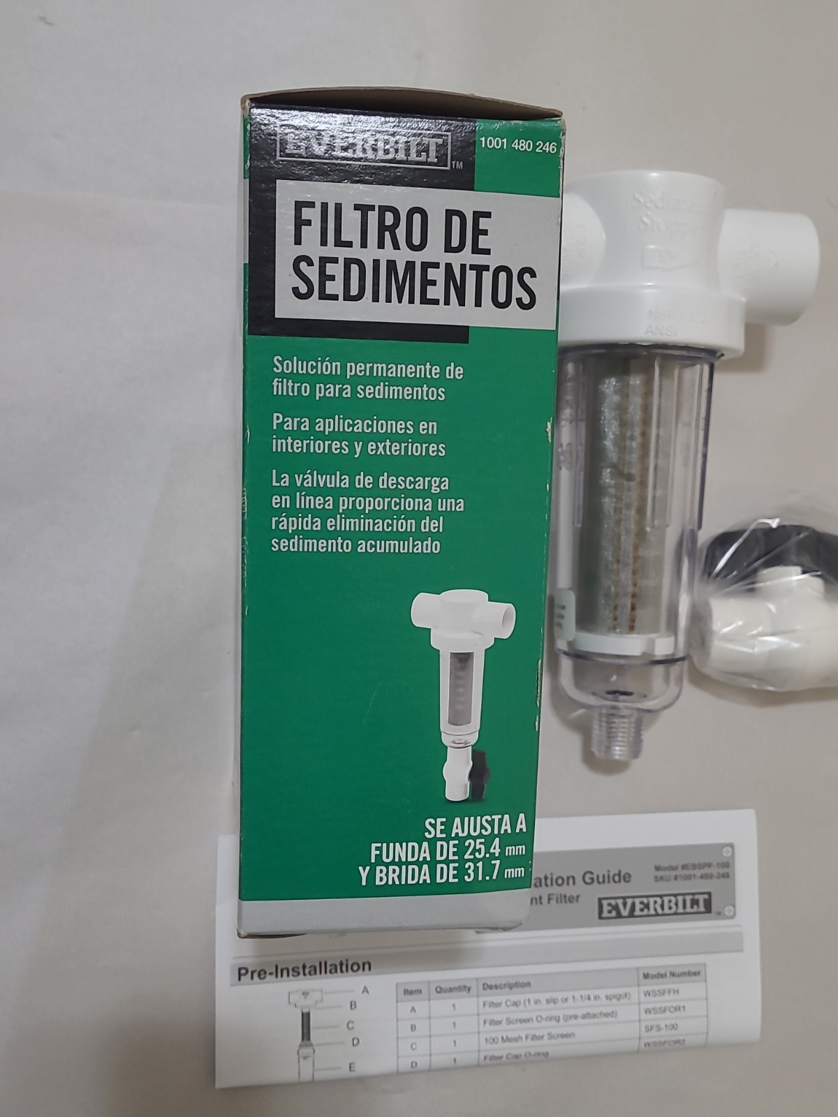 Everbilt Sediment Filter . Fits 1″ Slip & 1-1/4″ Spigot . Free Shipping .