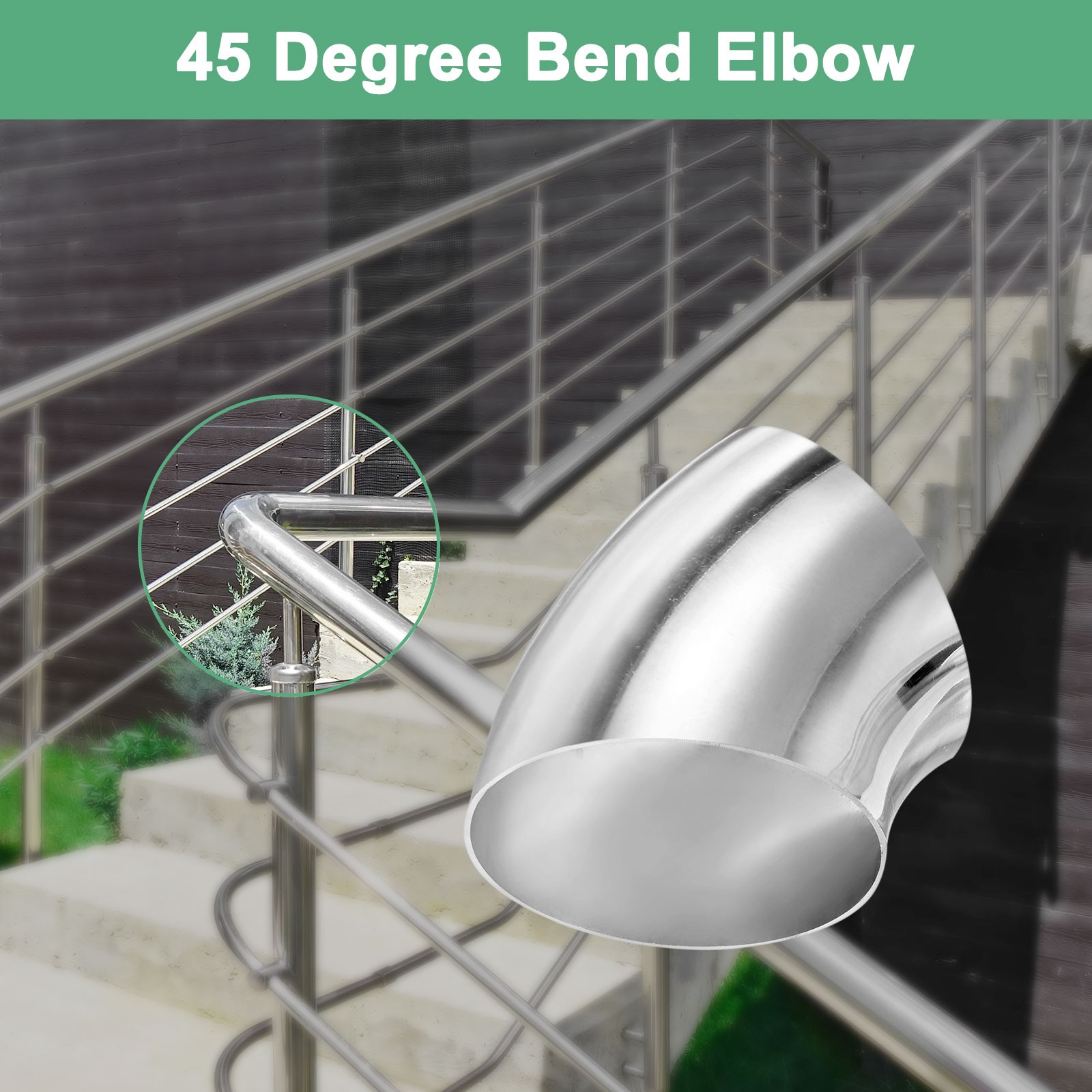 2-Pack OD 3.5 Inch 45 Degree Mandrel Bend Elbow, Thicken 1.5 mm Height 104 mm