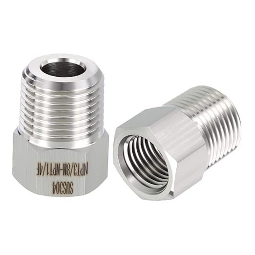 Pack 304 Stainless Steel Pipe Fittings, 3/8″ 3/8″ Male NPT to 1/4″ FeMale NPT 2