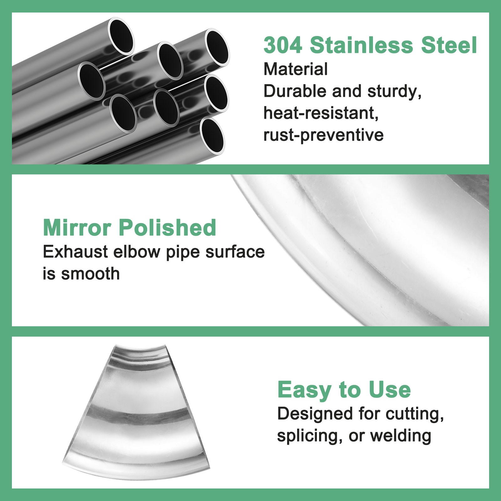 2-Pack OD 4 Inch 45 Degree Mandrel Bend Elbow, Thicken 1.5 mm Height 106 mm