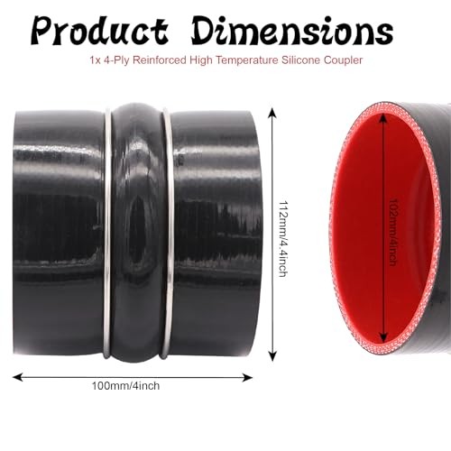High Performance Straight Silicone Hump Coupler ID 4 Inch 4-Ply Reinforced ID4″
