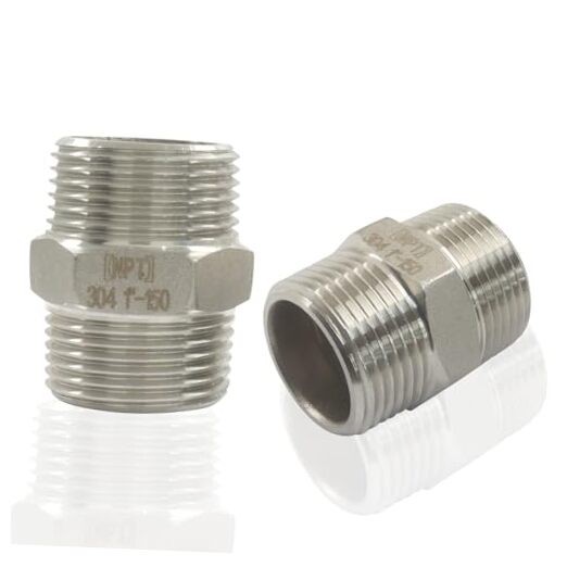 NPT Hex Nipple Pipe Fittings – Premium 304 Stainless Steel 1″ Male x 1″ Male