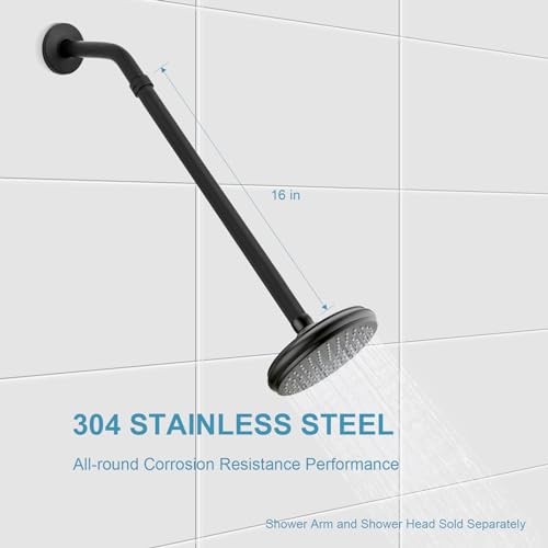 Shower Head Extension Arm Shower Arm Extension Shower Head Matte Black 16 in