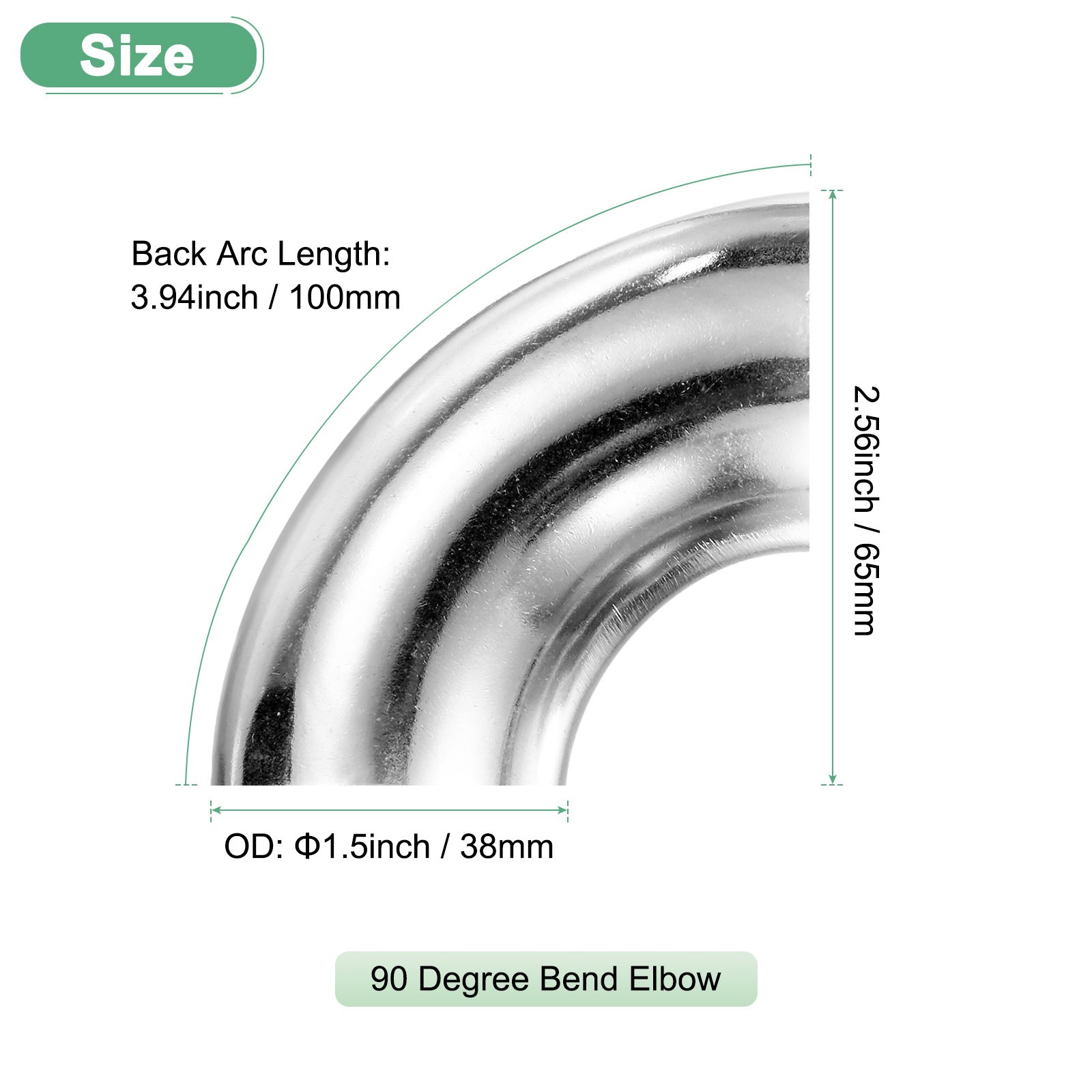4-Pack OD 1.5 Inch 90 Degree Mandrel Bend Elbow, Thicken 1.5 mm Height 65 mm