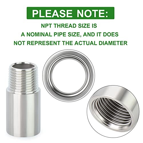 2PCS Stainless Steel Pipe Fittings, 1/4″ 1/4″ (M x F)NPT 2Pcs 2″ (50mm) Length