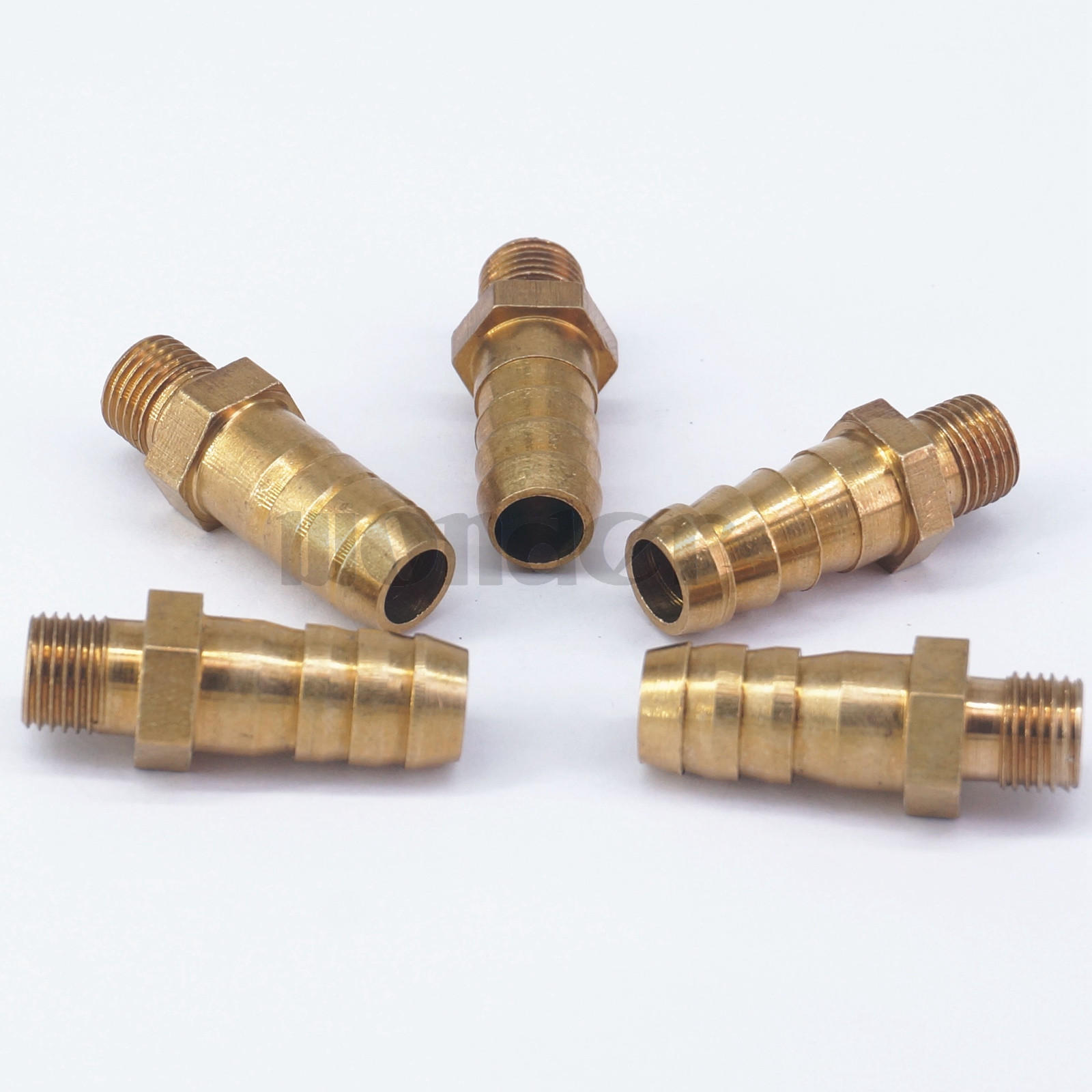 5pcs Hose Barb 10mm- M10*1mm Metric Male Brass Splicer Adapter Pipe Fittings
