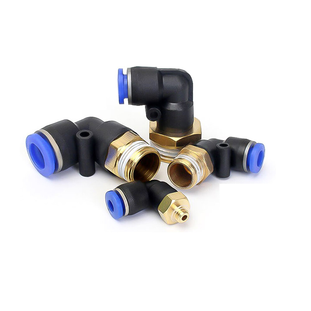 PL Pneumatic Trachea Quick Plug Plastic Connectors Threaded Elbow adapter 4-16mm