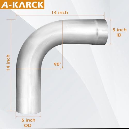 Exhaust 90 Degree Tube 5″ OD, Exhaust Elbow 90 Degree 5″ ID/OD 5.0 OD 16inch